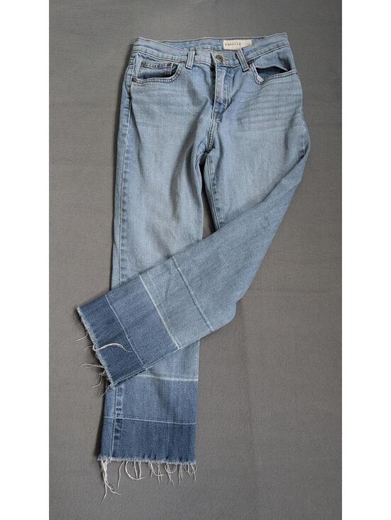 pistola Denim - Pistola Jeans Womens 27 Blue Light Wash Straight Crop Frayed Raw Hem Denim